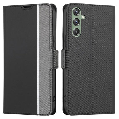 For Samsung Galaxy M34 5G / F34 5G Case Stand Anti-Scratch PU Leather Twill Texture Phone Cover Card Holder Shell