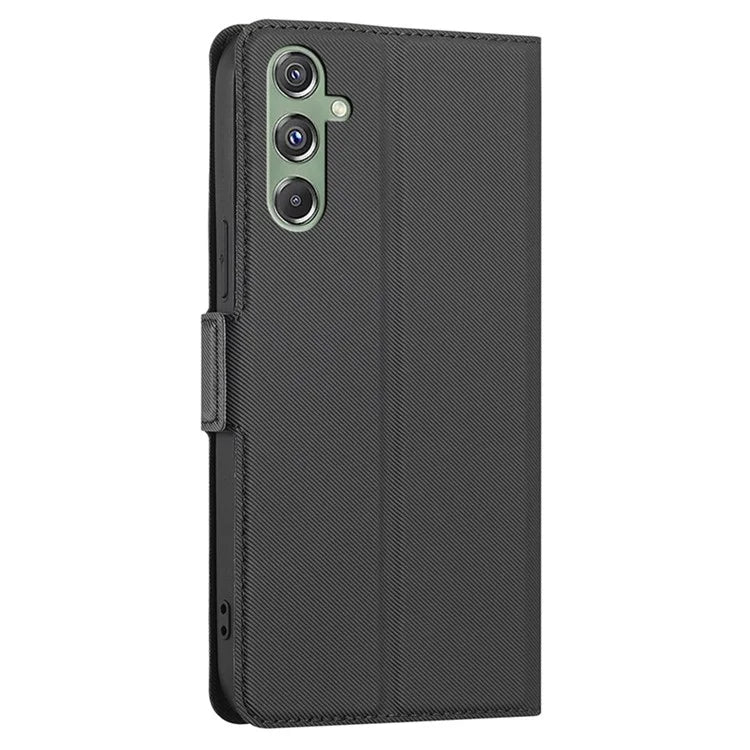 For Samsung Galaxy M34 5G / F34 5G Case Stand Anti-Scratch PU Leather Twill Texture Phone Cover Card Holder Shell