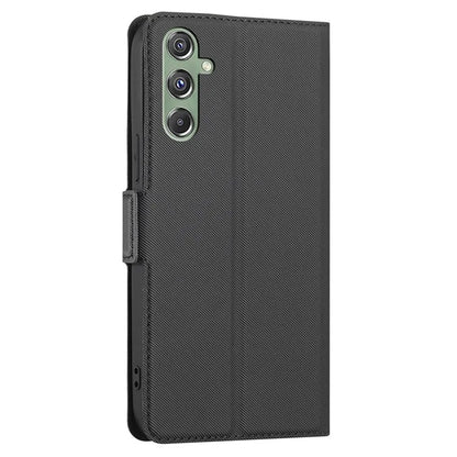 For Samsung Galaxy M34 5G / F34 5G Case Stand Anti-Scratch PU Leather Twill Texture Phone Cover Card Holder Shell