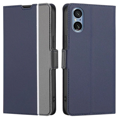For Sony Xperia 5 V PU Leather Phone Case Twill Texture Phone Shell Stand Ultra-thin Cover