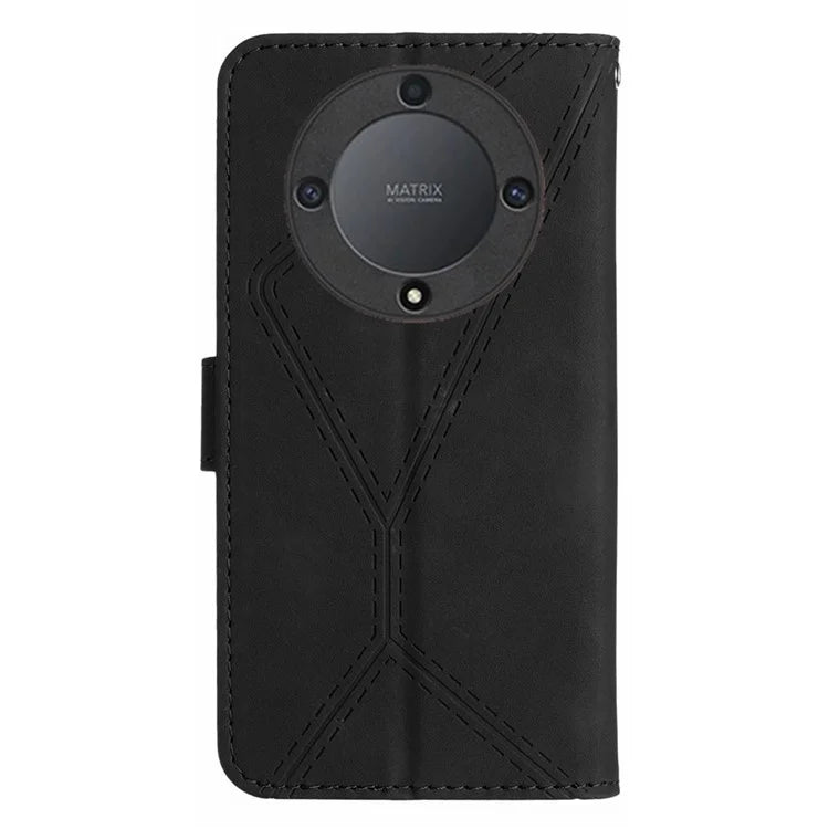 HT05 For Honor X9b 5G / Magic6 Lite 5G Case Imprinted Anti-scratch PU Leather Stand Cell Phone Cover
