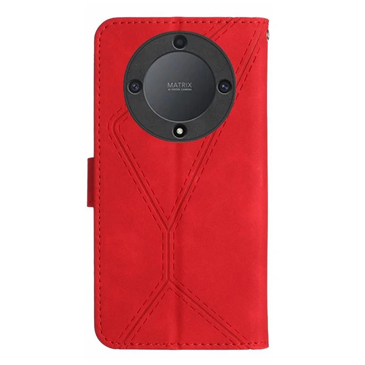 HT05 For Honor X9b 5G / Magic6 Lite 5G Case Imprinted Anti-scratch PU Leather Stand Cell Phone Cover