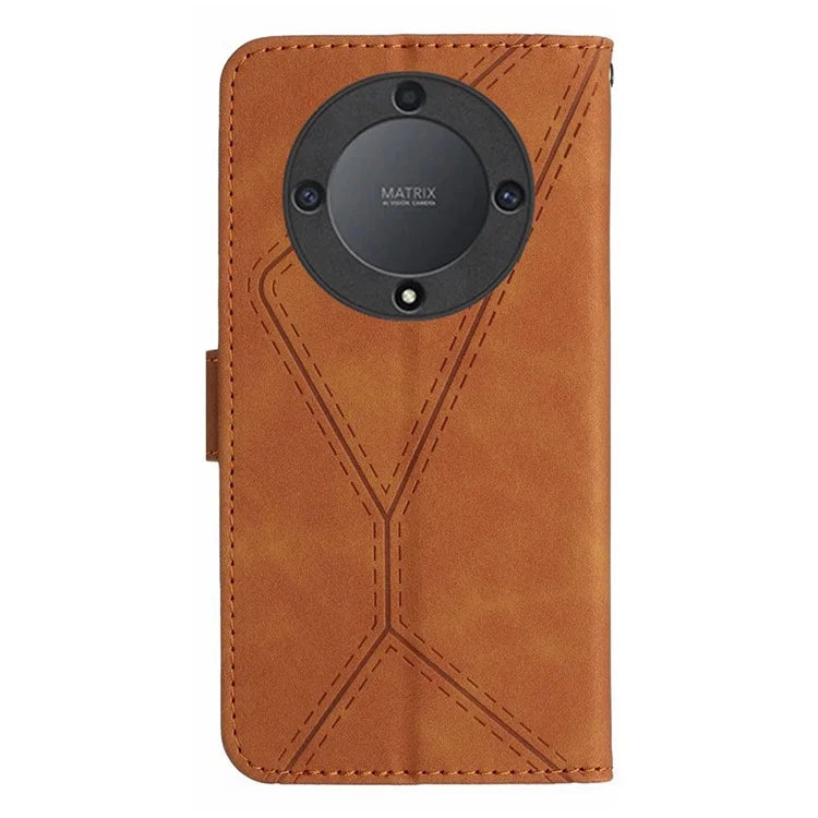 HT05 For Honor X9b 5G / Magic6 Lite 5G Case Imprinted Anti-scratch PU Leather Stand Cell Phone Cover