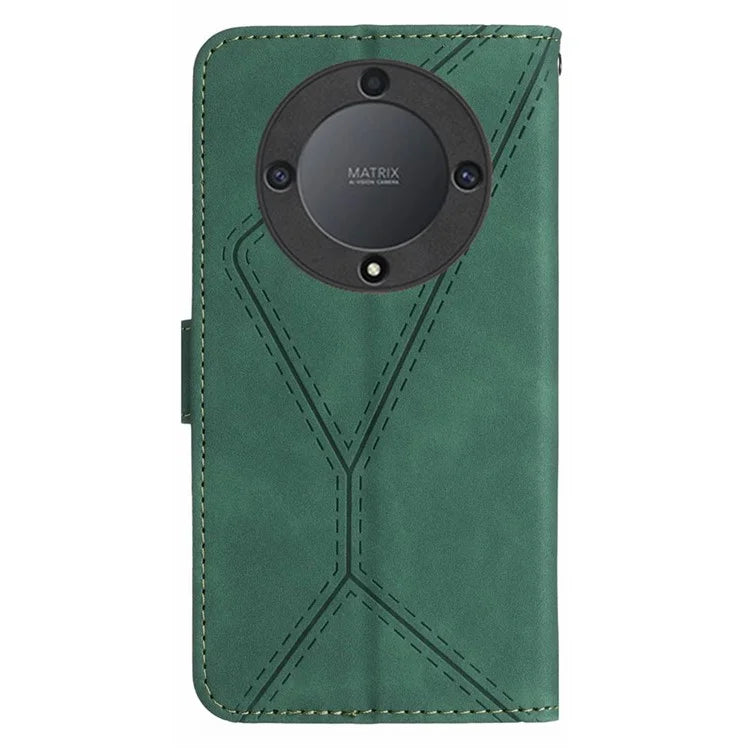 HT05 For Honor X9b 5G / Magic6 Lite 5G Case Imprinted Anti-scratch PU Leather Stand Cell Phone Cover