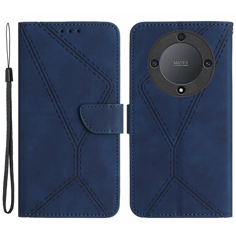 HT05 For Honor X9b 5G / Magic6 Lite 5G Case Imprinted Anti-scratch PU Leather Stand Cell Phone Cover