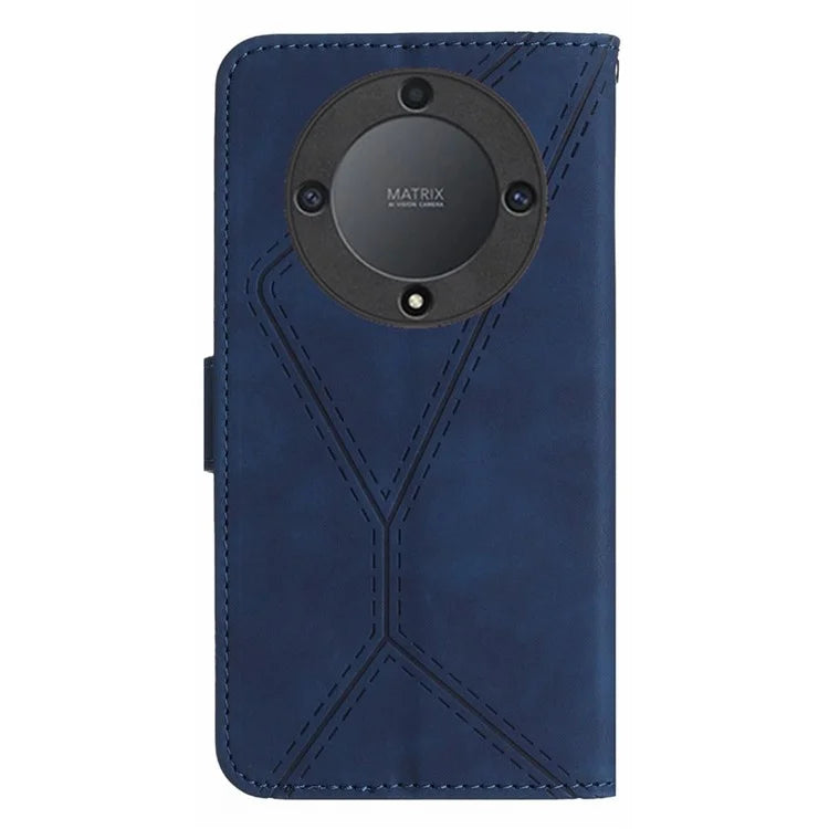 HT05 For Honor X9b 5G / Magic6 Lite 5G Case Imprinted Anti-scratch PU Leather Stand Cell Phone Cover