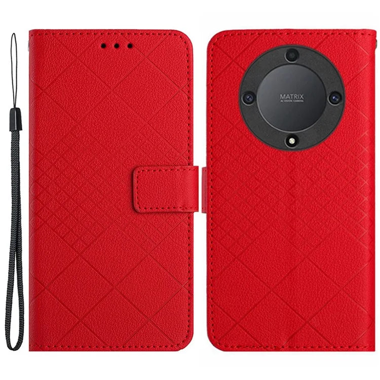 HT06 For Honor X9b 5G / Magic6 Lite 5G Case Litchi Texture Scratch-resistant PU Leather Stand Phone Cover