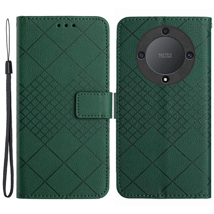 HT06 For Honor X9b 5G / Magic6 Lite 5G Case Litchi Texture Scratch-resistant PU Leather Stand Phone Cover