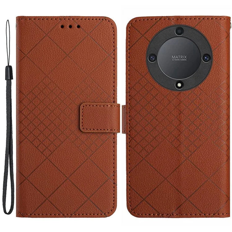 HT06 For Honor X9b 5G / Magic6 Lite 5G Case Litchi Texture Scratch-resistant PU Leather Stand Phone Cover