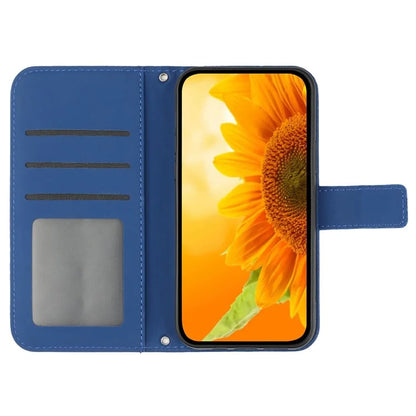 HT04 For Xiaomi Redmi 13C 4G / Poco C65 4G Case Sunflower Imprinted Leather Flip Phone Cover with Shoulder Strap