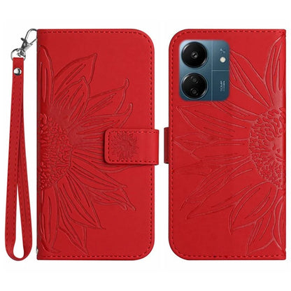 HT04 For Xiaomi Redmi 13C 4G / Poco C65 4G Case Skin-touch Leather Folio Flip Cover with Wrist Strap