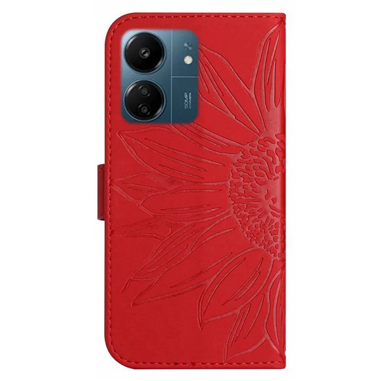 HT04 For Xiaomi Redmi 13C 4G / Poco C65 4G Case Skin-touch Leather Folio Flip Cover with Wrist Strap