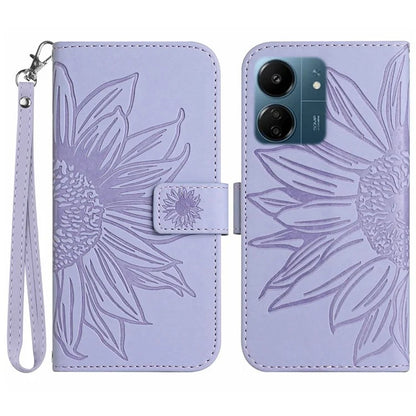 HT04 For Xiaomi Redmi 13C 4G / Poco C65 4G Case Skin-touch Leather Folio Flip Cover with Wrist Strap