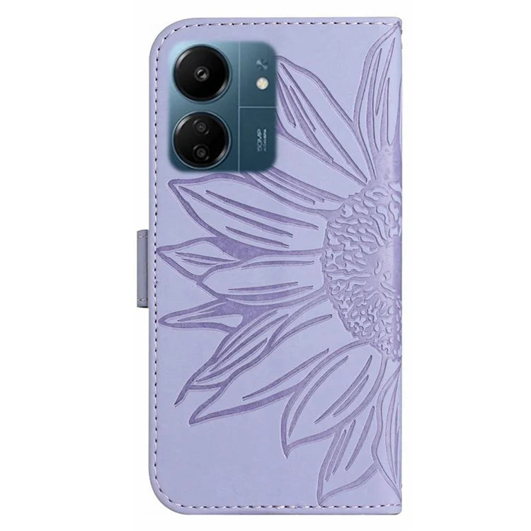HT04 For Xiaomi Redmi 13C 4G / Poco C65 4G Case Skin-touch Leather Folio Flip Cover with Wrist Strap