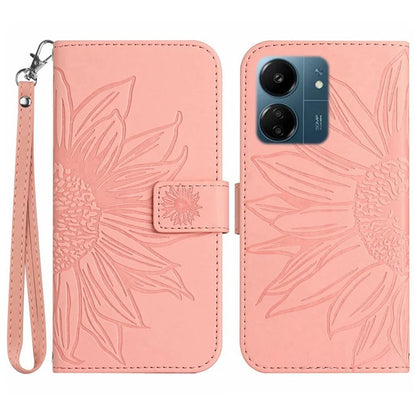 HT04 For Xiaomi Redmi 13C 4G / Poco C65 4G Case Skin-touch Leather Folio Flip Cover with Wrist Strap