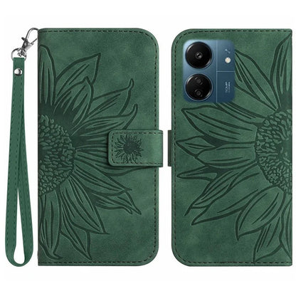 HT04 For Xiaomi Redmi 13C 4G / Poco C65 4G Case Skin-touch Leather Folio Flip Cover with Wrist Strap