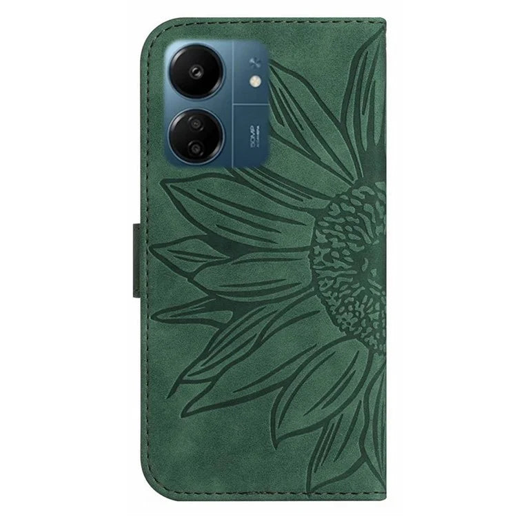 HT04 For Xiaomi Redmi 13C 4G / Poco C65 4G Case Skin-touch Leather Folio Flip Cover with Wrist Strap
