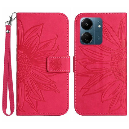 HT04 For Xiaomi Redmi 13C 4G / Poco C65 4G Case Skin-touch Leather Folio Flip Cover with Wrist Strap