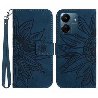 HT04 For Xiaomi Redmi 13C 4G / Poco C65 4G Case Skin-touch Leather Folio Flip Cover with Wrist Strap