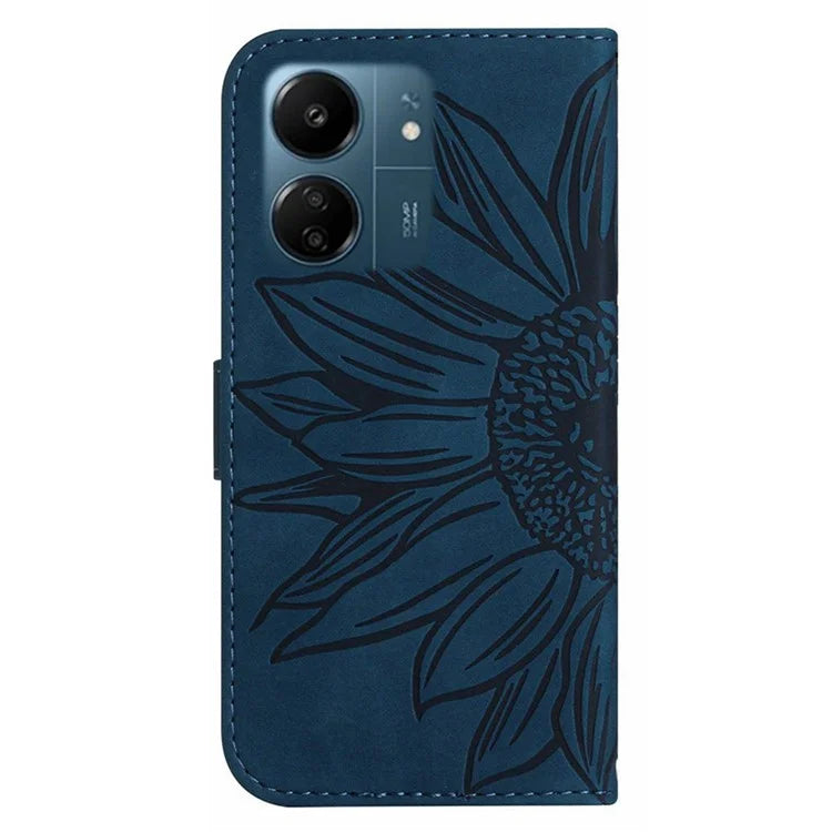 HT04 For Xiaomi Redmi 13C 4G / Poco C65 4G Case Skin-touch Leather Folio Flip Cover with Wrist Strap
