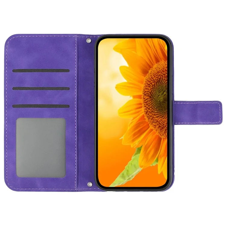 HT04 For Xiaomi Redmi 13C 4G / Poco C65 4G Case Skin-touch Leather Folio Flip Cover with Wrist Strap