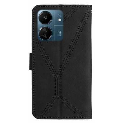 HT05 For Xiaomi Redmi 13C 4G / Poco C65 4G Case Imprinted Line Skin-touch PU Leather Stand Phone Cover