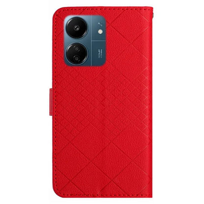 HT06 For Xiaomi Redmi 13C 4G / Poco C65 4G Case PU Leather Scratch-resistant Rhombus Pattern Stand Phone Protector