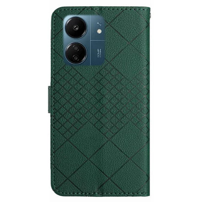 HT06 For Xiaomi Redmi 13C 4G / Poco C65 4G Case PU Leather Scratch-resistant Rhombus Pattern Stand Phone Protector