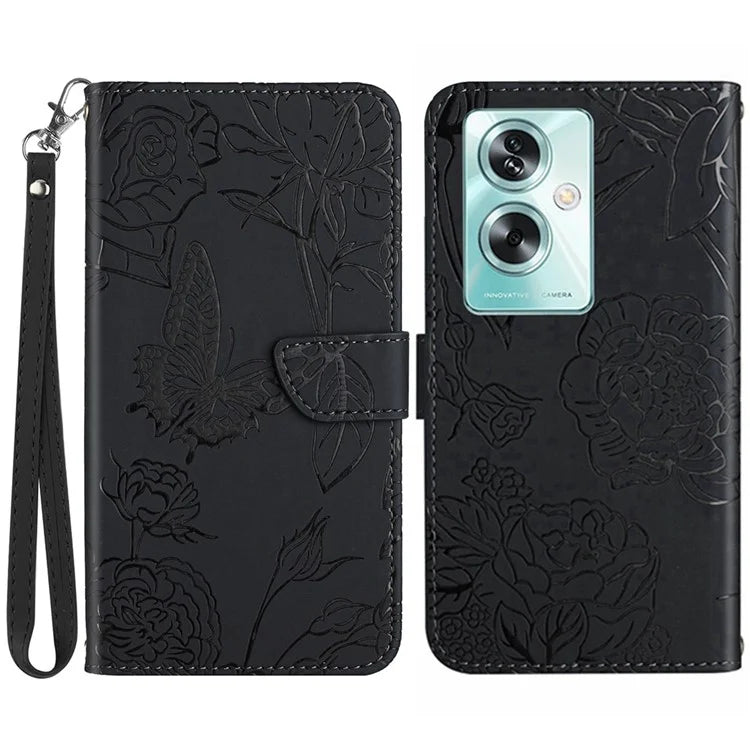 HT03 For Oppo A79 5G / A2 5G Case PU Leather Skin-touch Protective Phone Cover with Hand Strap