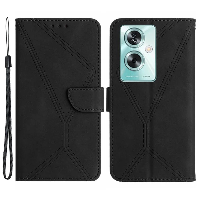 HT05 For Oppo A79 5G / A2 5G Case Imprinted PU Leather Wallet Skin-touch Phone Cover