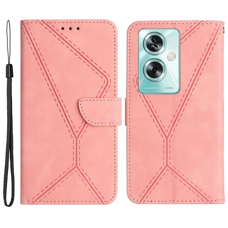 HT05 For Oppo A79 5G / A2 5G Case Imprinted PU Leather Wallet Skin-touch Phone Cover