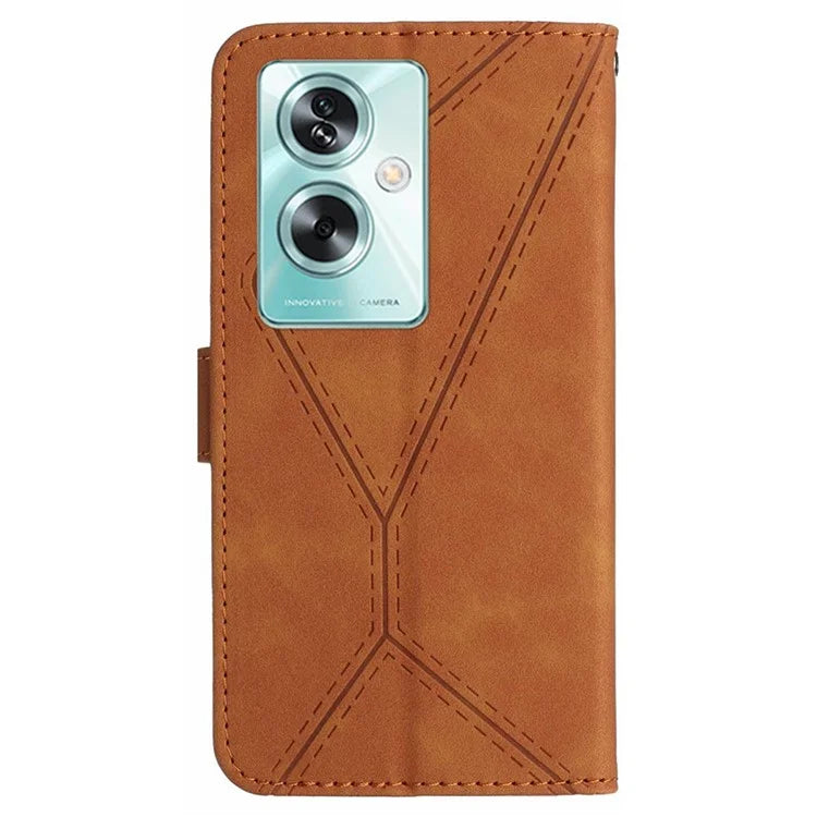 HT05 For Oppo A79 5G / A2 5G Case Imprinted PU Leather Wallet Skin-touch Phone Cover