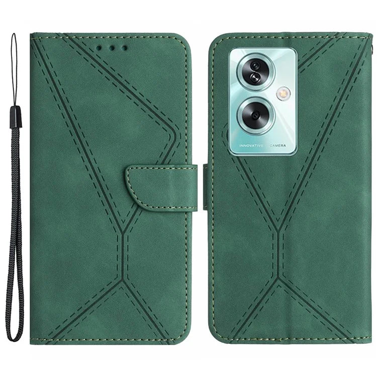 HT05 For Oppo A79 5G / A2 5G Case Imprinted PU Leather Wallet Skin-touch Phone Cover