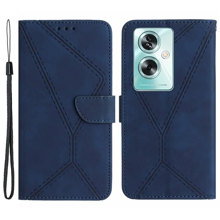 HT05 For Oppo A79 5G / A2 5G Case Imprinted PU Leather Wallet Skin-touch Phone Cover