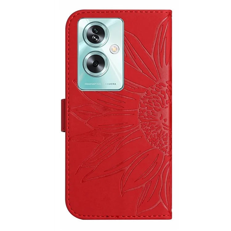 HT04 For Oppo A79 5G / A2 5G Case Skin-touch Leather Wallet Phone Cover with Wrist Strap