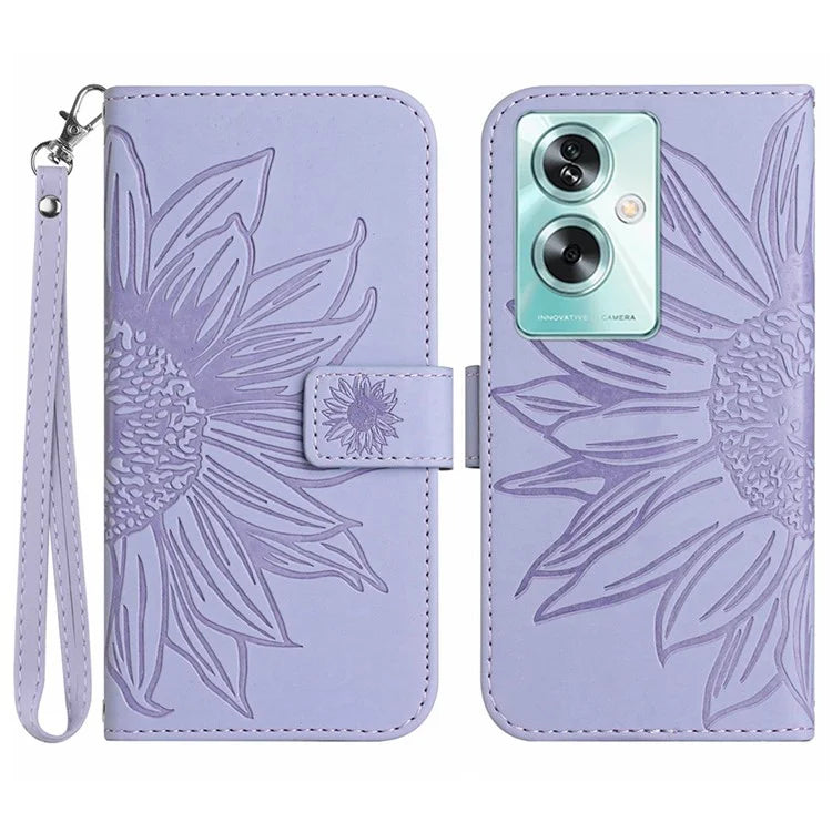 HT04 For Oppo A79 5G / A2 5G Case Skin-touch Leather Wallet Phone Cover with Wrist Strap