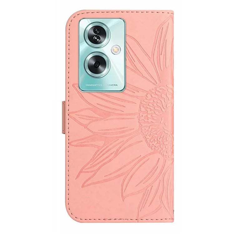 HT04 For Oppo A79 5G / A2 5G Case Skin-touch Leather Wallet Phone Cover with Wrist Strap