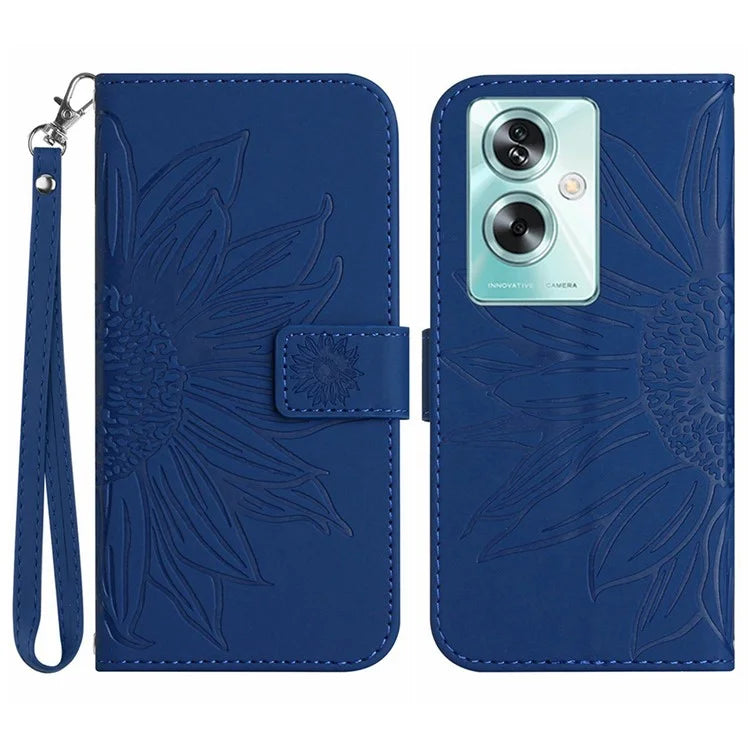 HT04 For Oppo A79 5G / A2 5G Case Skin-touch Leather Wallet Phone Cover with Wrist Strap
