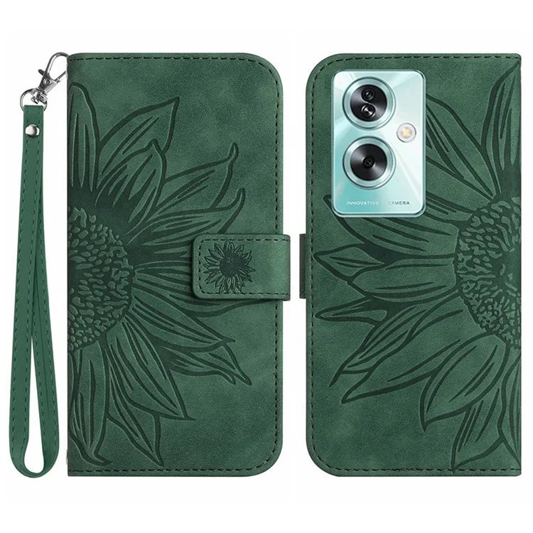 HT04 For Oppo A79 5G / A2 5G Case Skin-touch Leather Wallet Phone Cover with Wrist Strap