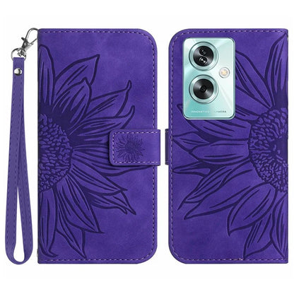 HT04 For Oppo A79 5G / A2 5G Case Skin-touch Leather Wallet Phone Cover with Wrist Strap