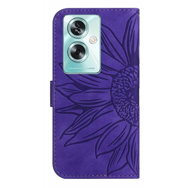 HT04 For Oppo A79 5G / A2 5G Case Skin-touch Leather Wallet Phone Cover with Wrist Strap