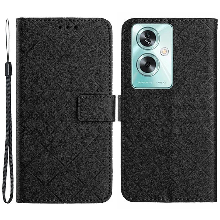 HT06 For Oppo A79 5G / A2 5G Case PU Leather Rhombus Stand Flip Phone Cover