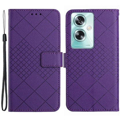 HT06 For Oppo A79 5G / A2 5G Case PU Leather Rhombus Stand Flip Phone Cover