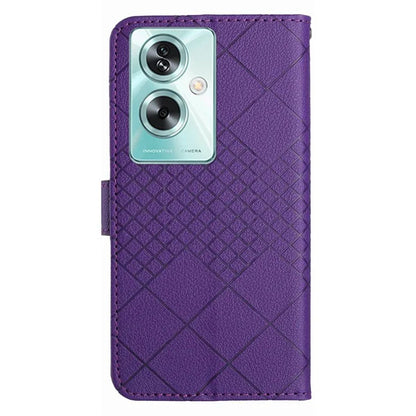 HT06 For Oppo A79 5G / A2 5G Case PU Leather Rhombus Stand Flip Phone Cover