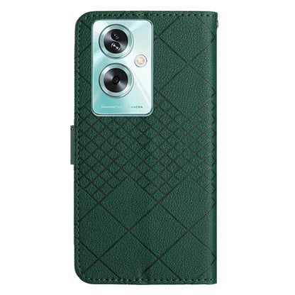HT06 For Oppo A79 5G / A2 5G Case PU Leather Rhombus Stand Flip Phone Cover