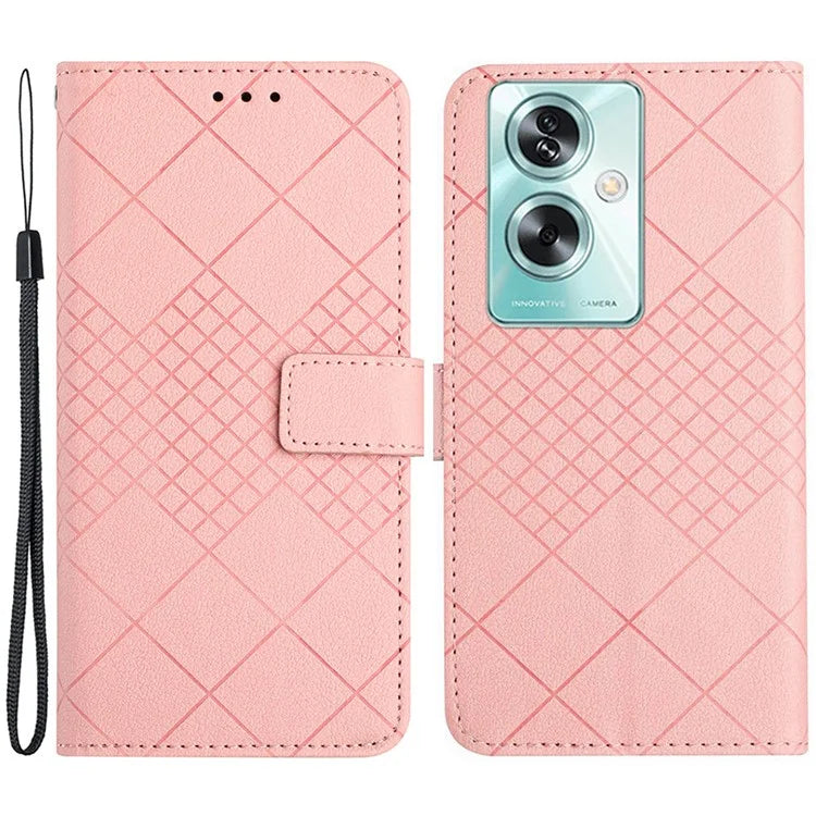 HT06 For Oppo A79 5G / A2 5G Case PU Leather Rhombus Stand Flip Phone Cover