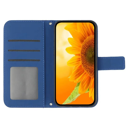 HT04 For Oppo A79 5G / A2 5G Case PU Leather Sunflower Wallet Phone Cover with Shoulder Strap
