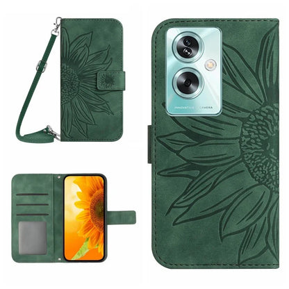 HT04 For Oppo A79 5G / A2 5G Case PU Leather Sunflower Wallet Phone Cover with Shoulder Strap