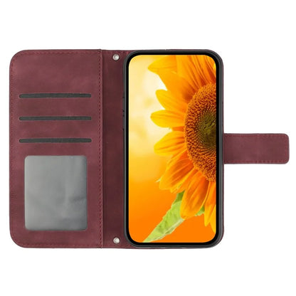 HT04 For Oppo A79 5G / A2 5G Case PU Leather Sunflower Wallet Phone Cover with Shoulder Strap