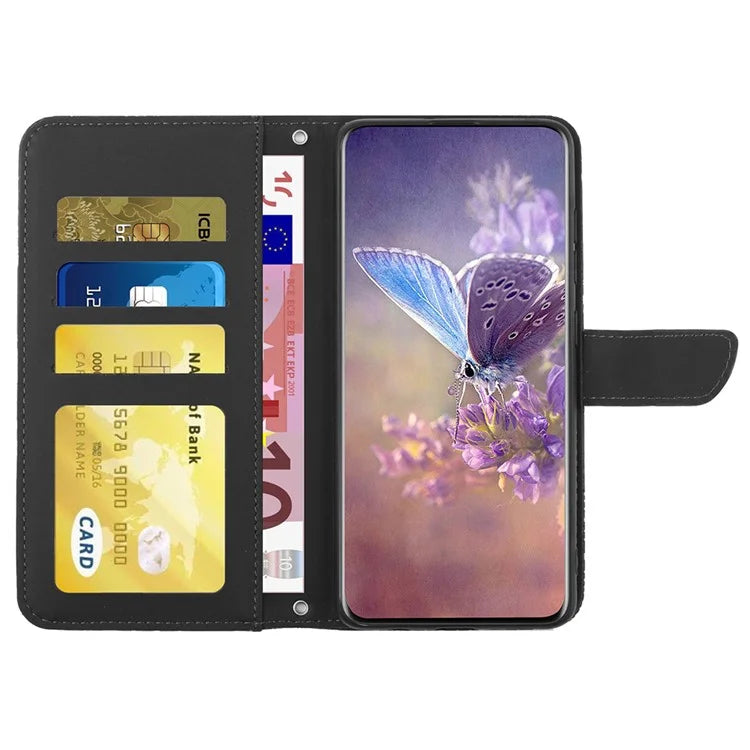 HT03 For Oppo A79 5G / A2 5G Case PU Leather Butterfly Imprinted Phone Cover with Shoulder Strap